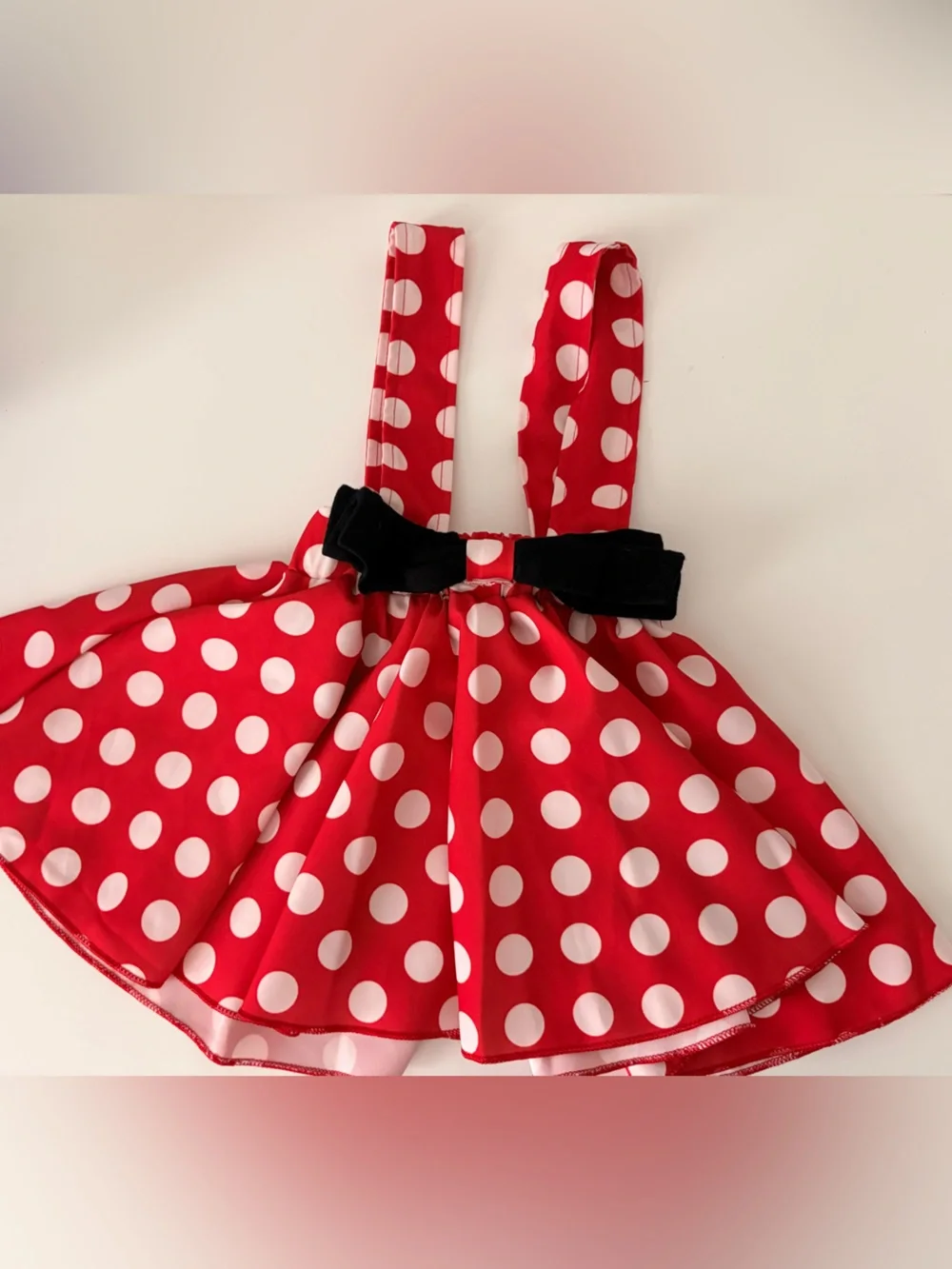 Red and White Polka Dot Dress with Black Bow